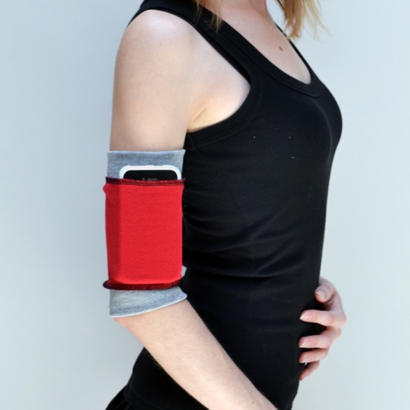 Handmade Gray Arm Bands Cotton Bicep Cuffs Athletic Womens Small Festival Wallet - Picture 4 of 6